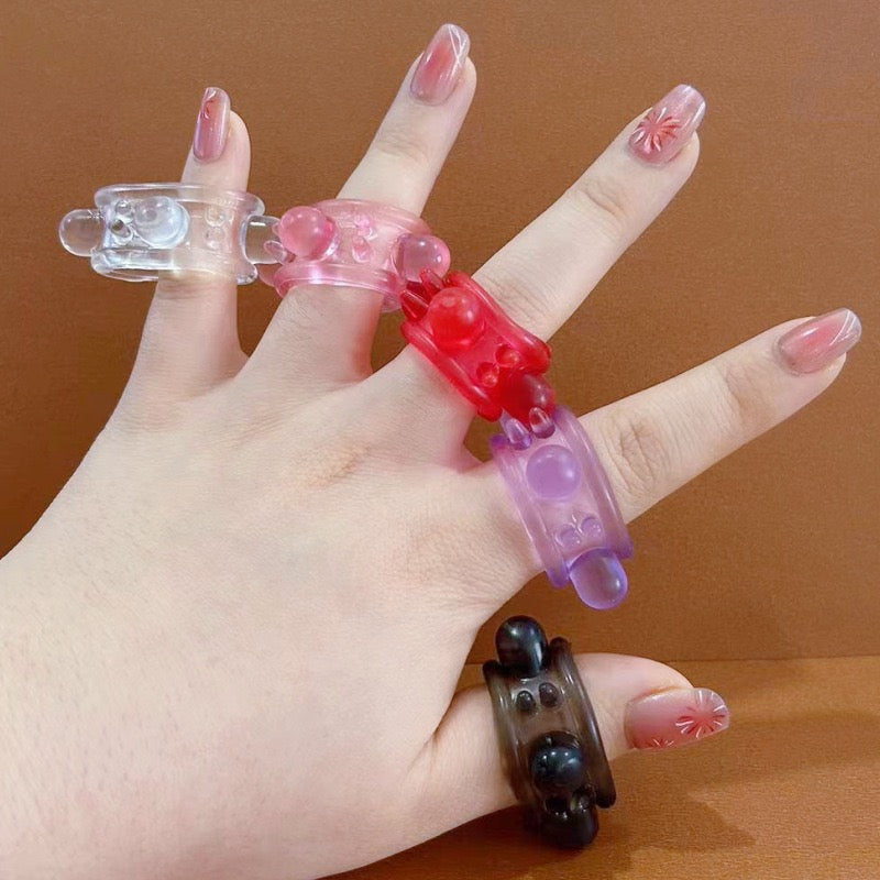 Particle Dragon Ball Crystal Ring Men's Sex Toys Lock Essence Ring Wolf Tooth Set