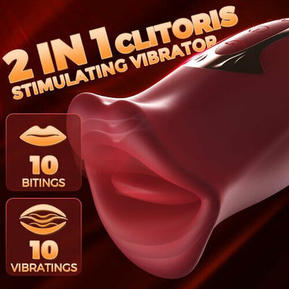 Pressb 10 Biting & 10 Vibrating Modes Stimulate Nipple Clitoral Women Vibrator