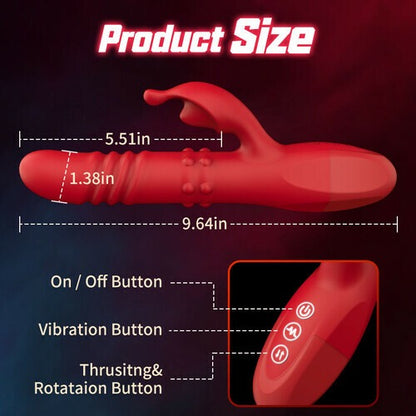 Cherry Red Dual Rotating Bead 10 Vibrating 6 Thrusting G Spot Vibrator