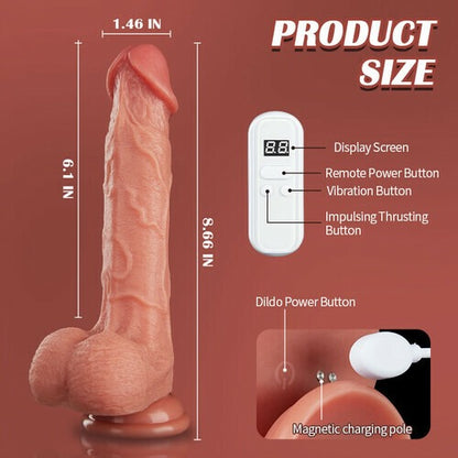 Remote-Controlled 9 Pulsing 9 Vibrating Realistic Dildo 6.1in