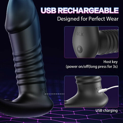 lans 10 Vibration 3 Thrusting Cock Ring Anal Dildo