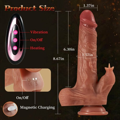 Reed 9 Vibrating Tongue Licking 3 Thrusting & Swing Heating 8.67 Inch Realistic Dildo