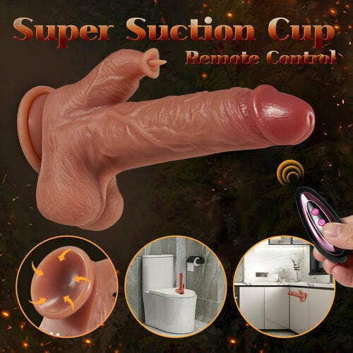 Reed 9 Vibrating Tongue Licking 3 Thrusting & Swing Heating 8.67 Inch Realistic Dildo