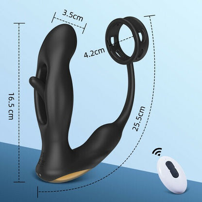 Hollow Flapping Vibrating Silicone Prostate Massager with Cock Ring