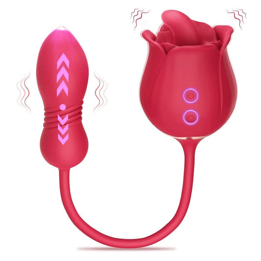 Rose Toy Vibrator Female Telescopic Egg Jumping Tongue Licker Sex Toys