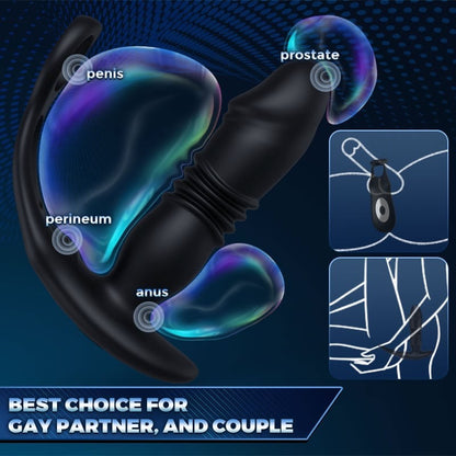 SAUL Glans 3 -Thrusting &amp; 12 -Vibrating Cock Rings Prostate Massager