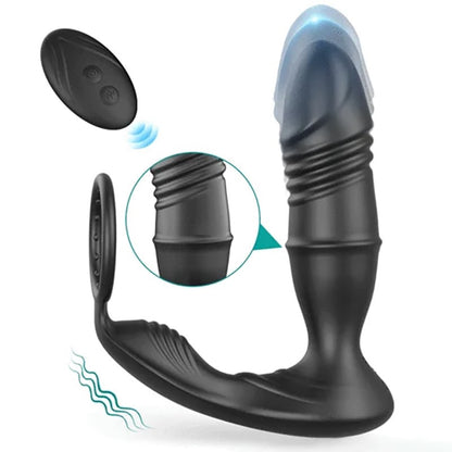 4In 1 Thrusting Vibration Wriggle Penis Ring Anal Sphincter Toy