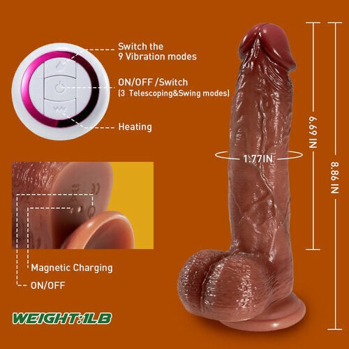 Vibrating 3 Telescoping Swing Realistic Dildo Vibrator 8.86 Inch