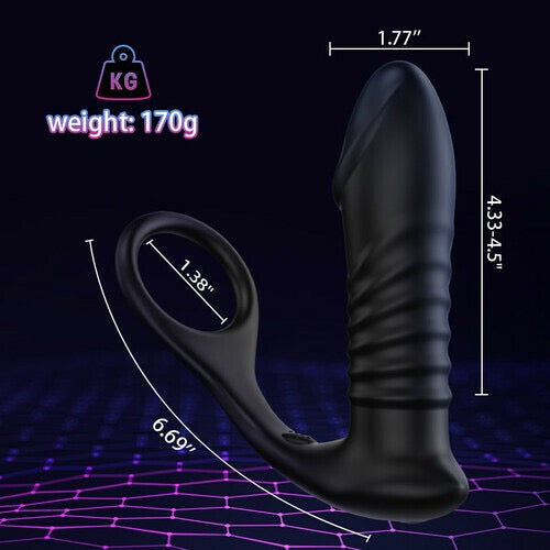 lans 10 Vibration 3 Thrusting Cock Ring Anal Dildo