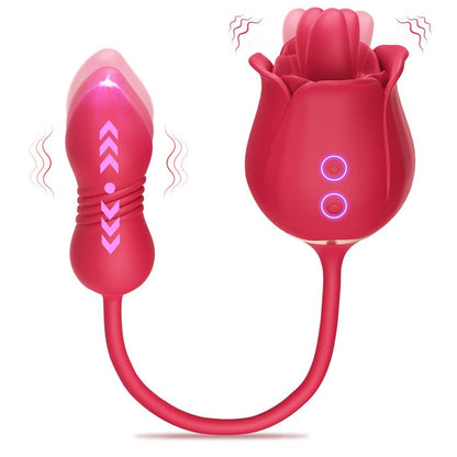 Rose Toy Vibrator Female Telescopic Egg Jumping Tongue Licker Sex Toys