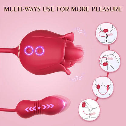 Rose Toy Vibrator Female Telescopic Egg Jumping Tongue Licker Sex Toys